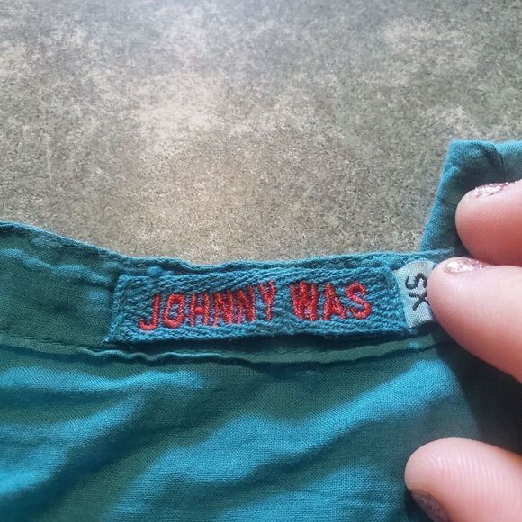 Johnny Was green embroidered tunic sz XS - Picture 4 of 4